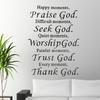 Praise God Bible Verse Vinyl Wall Sticker Decals Scripture Quote Art Word Decors