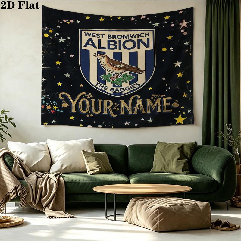 Custom Name West Bromwich Albion Printed Tapestry – Wall Hanging for Bedrooms, Dorms, and Home Decor