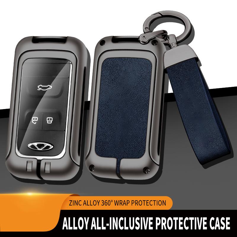 Кожаный чехол для ключей из цинкового сплава, защитный чехол для Chery Tiggo 3 5X 4 8 Glx 7 2019 2020 с брелоком, аксессуары для авто ключей