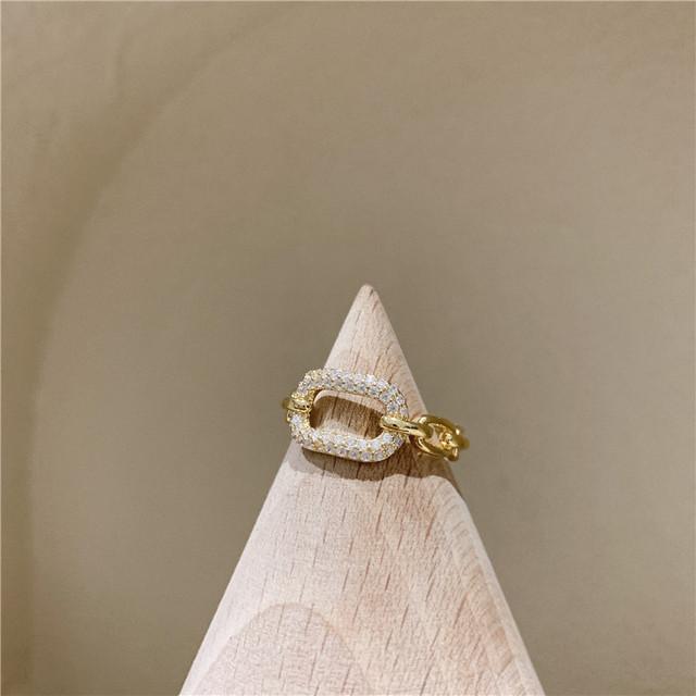 Корейский дизайн модные ювелирные изделия изысканный медный инкрустированный циркон геометрический простой кольцо элегантный женский открытый кольцо