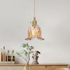 Stylish Amber Glass Pendant Light with Adjustable Cord, E26 LED Compatible, Nordic Style, Brass, Suitable for Kitchens, Western-style Rooms, Living