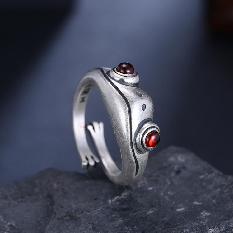 Серебряная Лягушка Открытые Кольца Винтажное Милое Животное Кольцо на Палец для Женщин Мужчин Пар