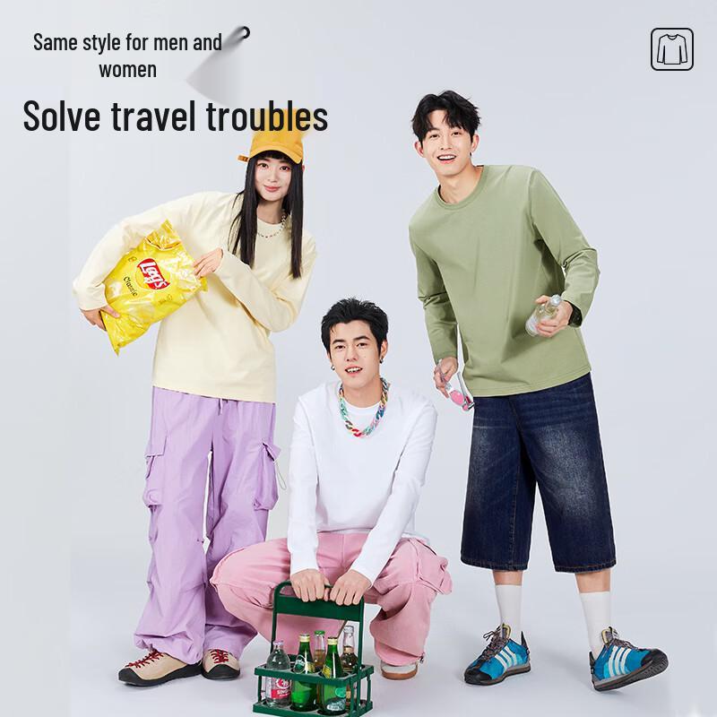 MINISO Мужская футболка с длинным рукавом из чистого хлопка с нашивкой-граффити MK