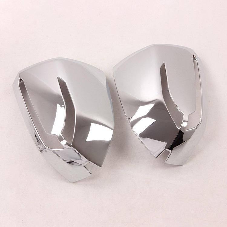 For Hyundai Palisade - Rearview Side Mirror Cover Wing Cap Exterior Door Rear View Case Trim Carbon Fiber Look Silver