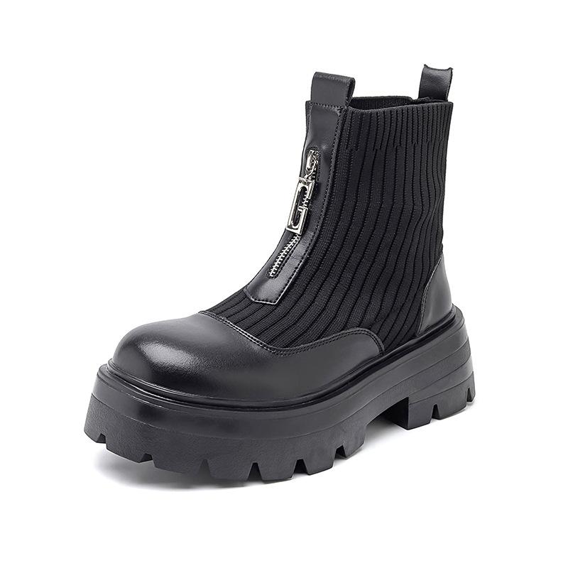 Мужские модные ботинки на платформе в английском стиле дизайнерские черно-белые туфли панк-рок ковбойские ботильоны из воздушной сетки челси боты