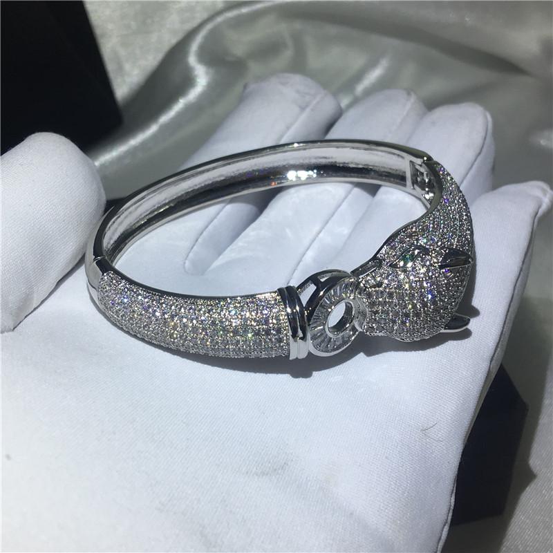 Леопардовый браслет Mirco Pave 400 шт., бриллиантовый циркониевый камень, белое золото, обручальный браслет для женщин, свадебные аксессуары