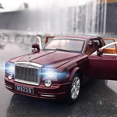 1:24 Модель игрушечной машины Rolls Royce Phantom, литой под давлением сплав, имитация звука и света, инерционный механизм, коллекционные игрушки, транспортное средство для детей, подарки
