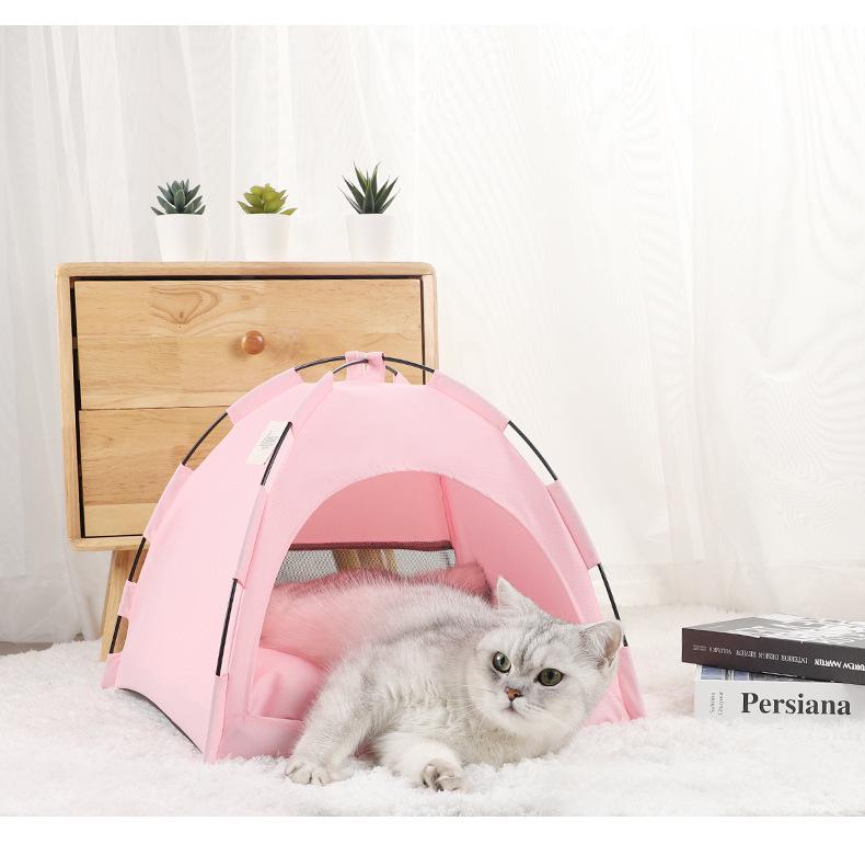 Custom Summer Cooling Pet Bed & Tent: Breathable, Foldable, Solid Color, Minimalist Design
