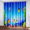 Undersea World Series Deluxe Living Room Bedroom Decoration Sunshade Curtains 2 Pieces of Hook Piercing