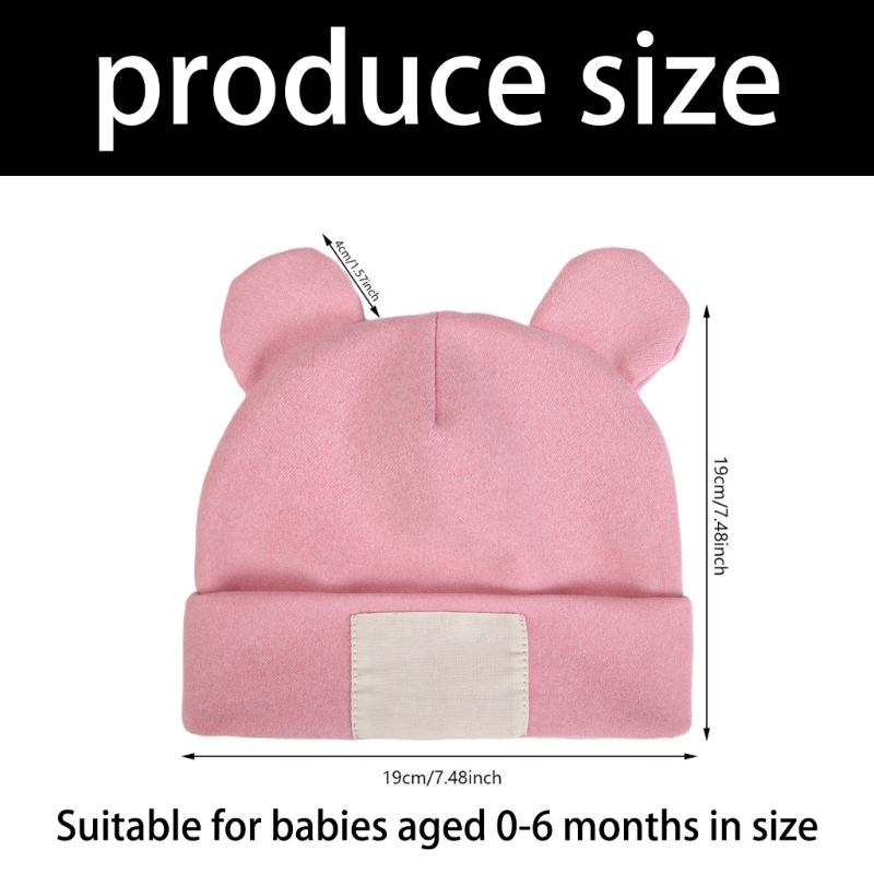 Дышащая детская шапка и носки с ушками Эластичная смесовая ткань Хлопок и Полиэстер Нежное воздейжение на чувствительную кожу Надежная посадка для младенцев