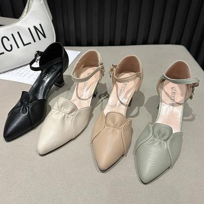 Мода Zapatos De Mujer Женская мода Милые легкие весенне-летние туфли с пряжкой на ремешке Зеленые туфли на квадратном каблуке Женские повседневные туфли-лодочки