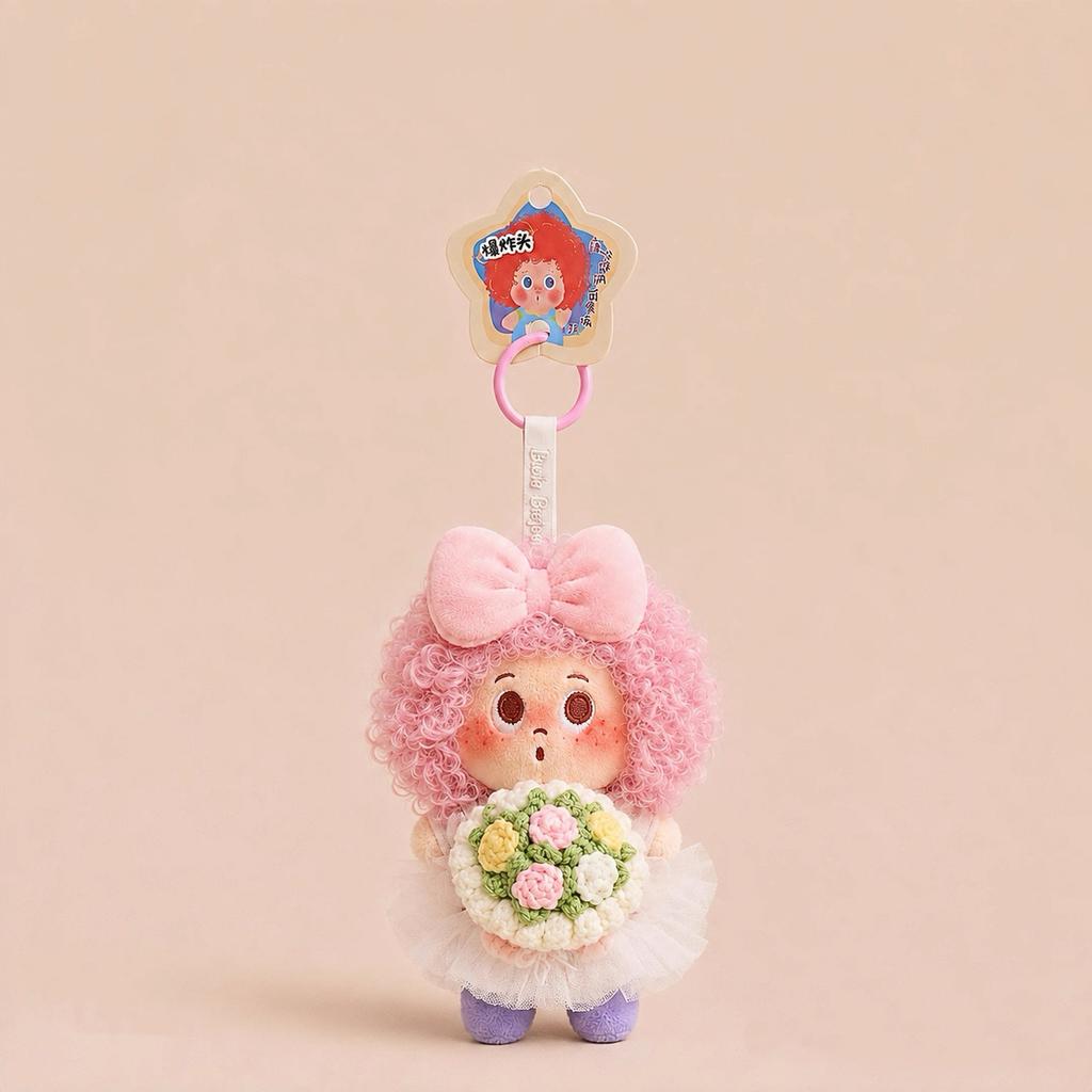 Saite Dudu Explosive Hair Freckle Plush Keychain, Cute Cartoon Doll Pendant Ornament, Soft Stuffed Bag Charm, Lovely Gift for Girls