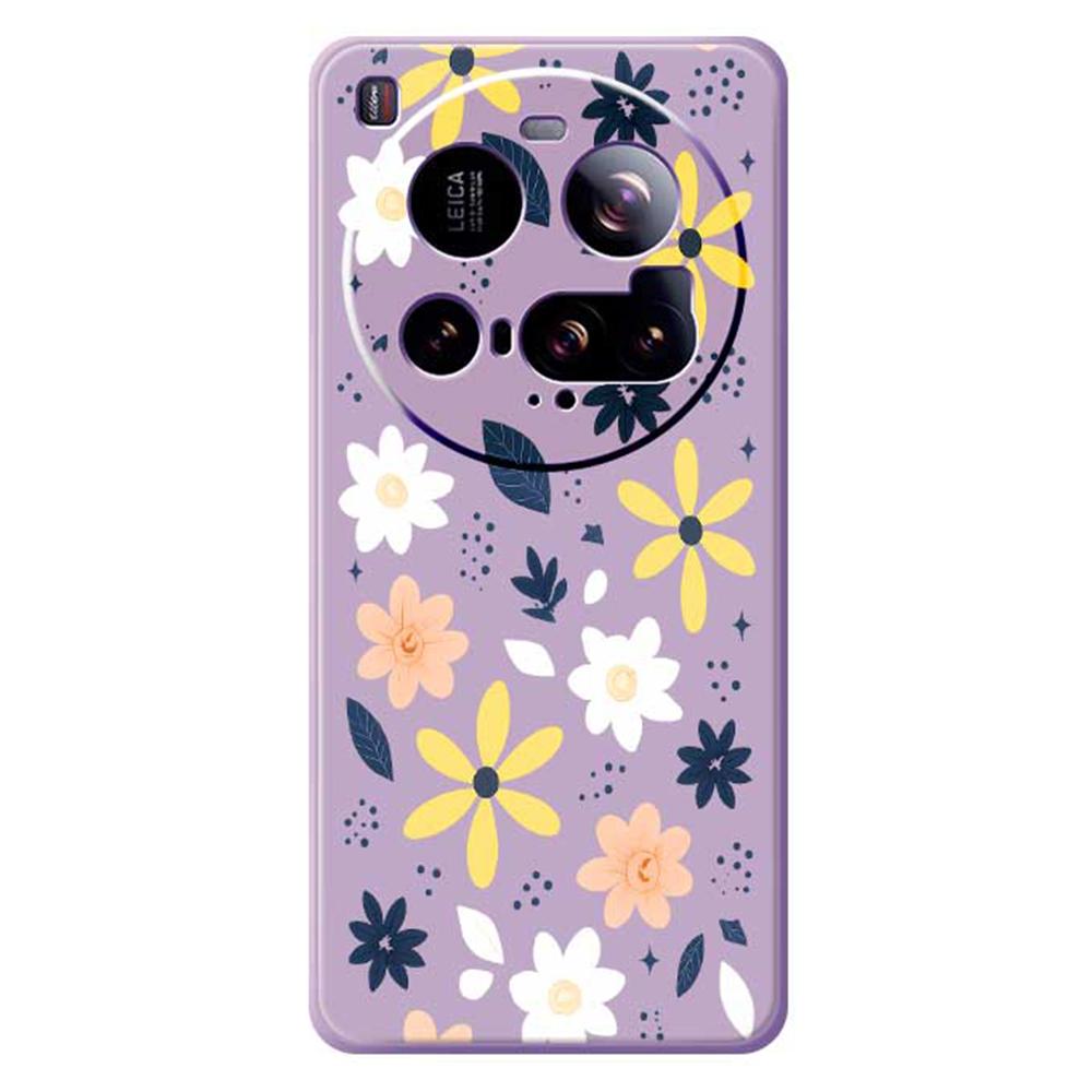 For Xiaomi 15 Ultra Case Colorful Floral Blue Leaves Pattern Printing Straight Edge TPU Phone Back Cover