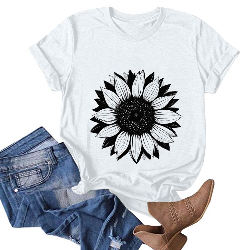 Женская модная повседневная футболка с круглым вырезом и принтом, пуловер с короткими рукавами, топ