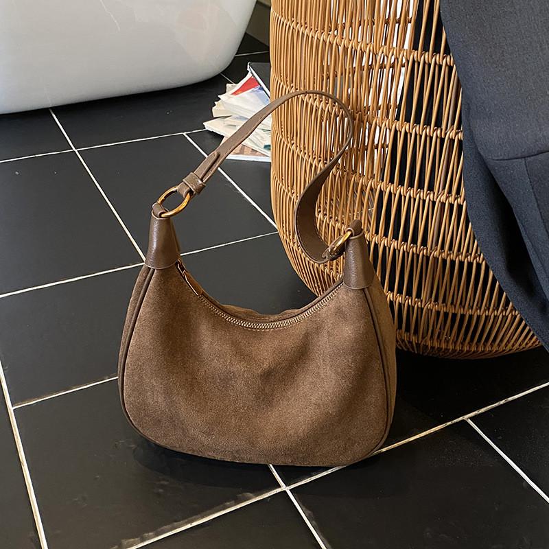 IELGY Ladies Messenger Bag Suede Fashion Retro Frosted Dumpling Bag