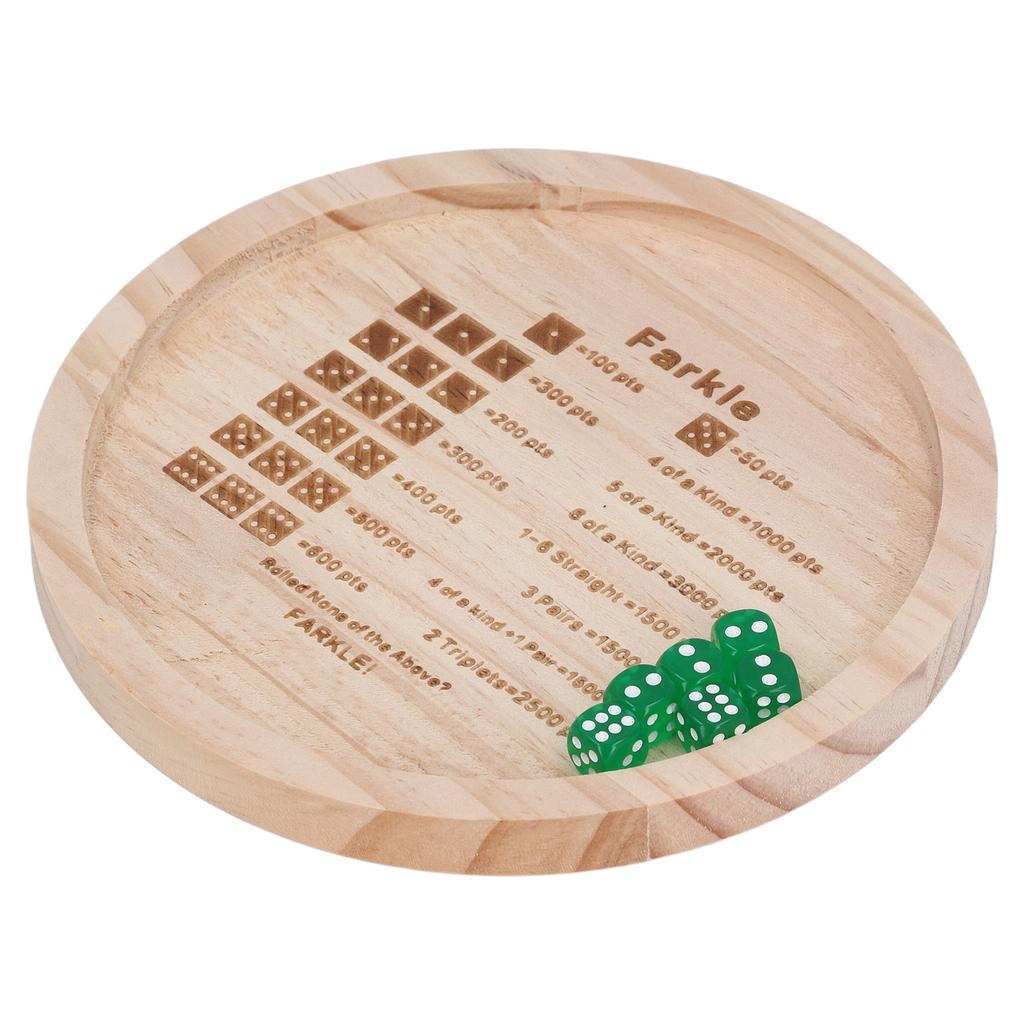 Farkle Dice Tray Improve Math Skills Wooden Classic Dice Game Tray for Family Game Round 18cm
