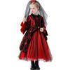 Halloween Vampire Witch Red Bride Princess Dress With Veil Kids Girls Party Costumes