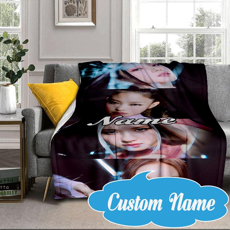 Custom Name Kpop Group Fashion Blanket bed sofa Blanket Flannel Blanket for Camping, Hiking, Picnic Essentials,gift for Fan family
