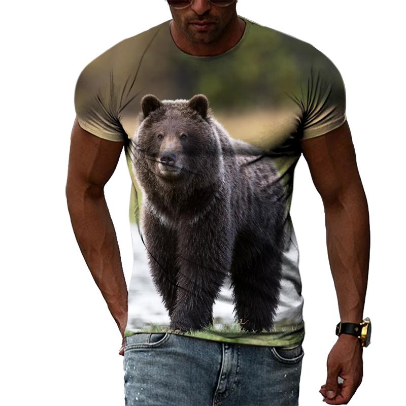 Animal Cool Bear 3D Printed T-shirt Fitness Street Fashion Casual Tops O-neck Short Sleeves Summer New Sports Clothes Tees Shirt