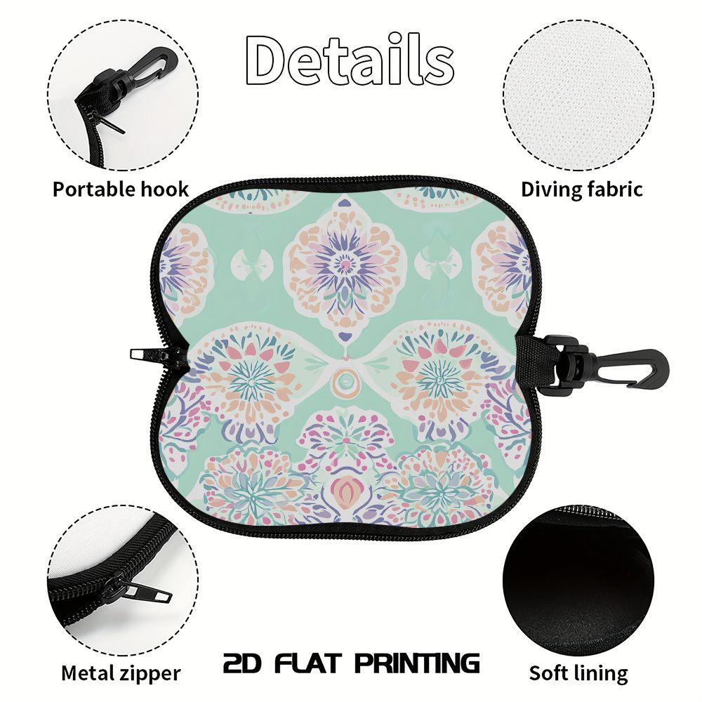 2D-Bohemian Floral Pattern Soft Eyewear Pouch, Protective Sunglasses Case, Portable Travel Eyeglasses Holder, Lightweight Accessories Gift for Women