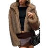 Womens Short Faux Fur Jacket - Brown Black Tip Street Style Fall 2026