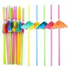 50 Fluorescent Umbrella Straws for Hawaiian-Themed Party Decoration and Craft