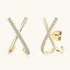 Silvere Glam Серьги-кресты в форме буквы X — маленькие и стильные, с серьгами-гвоздиками из муассанита и стильным персонализированным аксессуаром для ушей