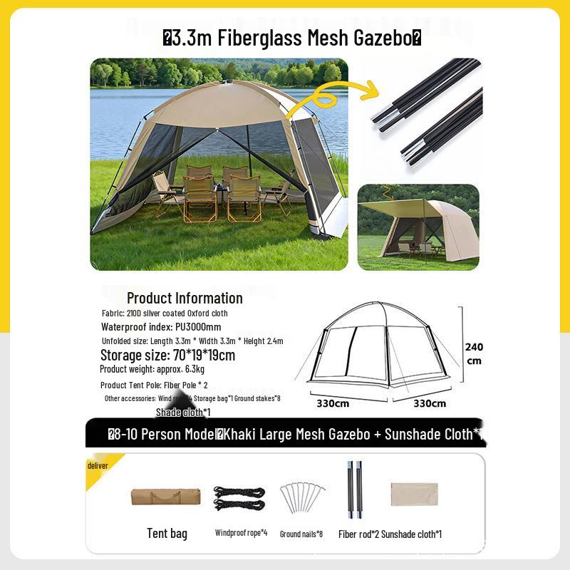 Outdoor Mosquito Net Tent: Sunshade & Rainproof Pavilion for Camping & Courtyard Protection.