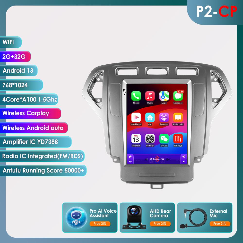 Android Car Radio Player for Ford Mondeo MK4 2007-2014 Carplay Auto Car Multimedia Stereo 6115 9.7inch Vertical Touch Screen GPS