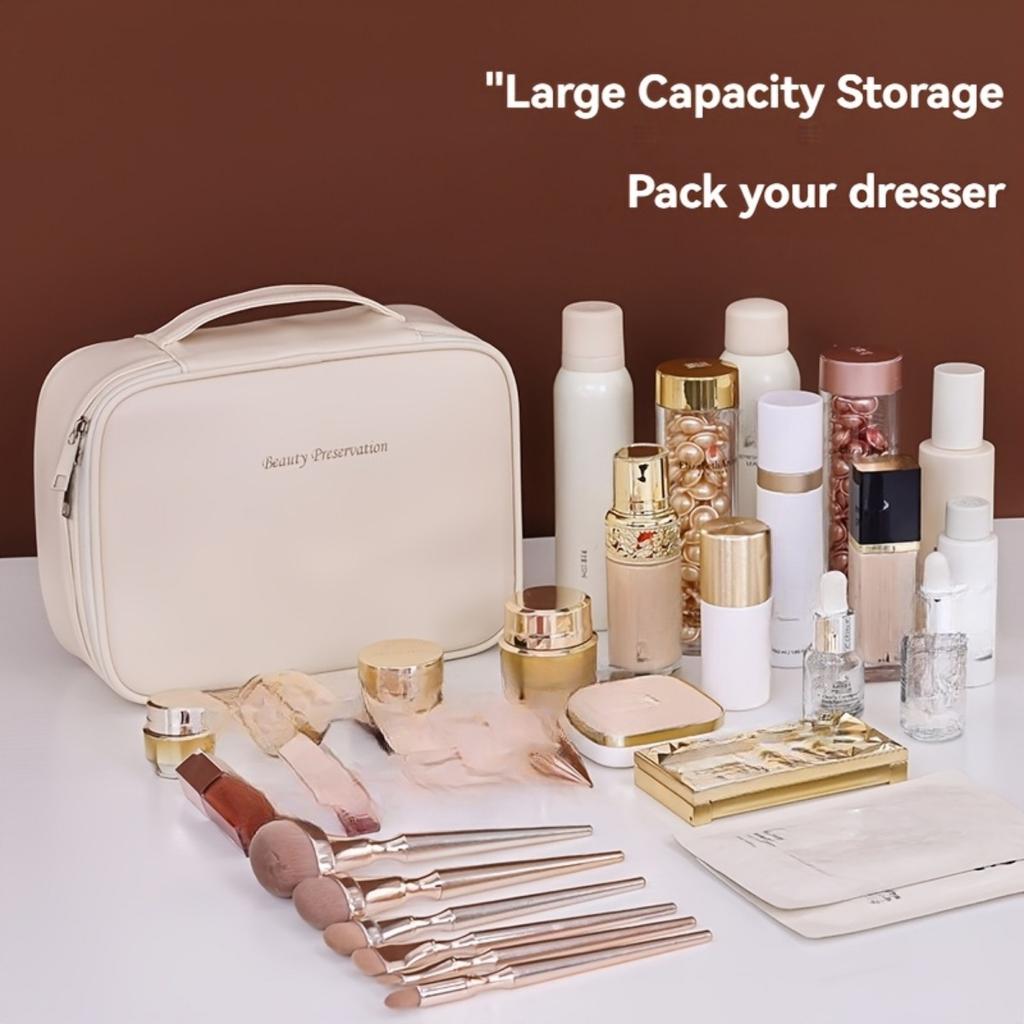 Multi Layer Large Capacity Detachable Makeup Bag, Synthetic Leather Travel Cosmetics Storage Box, Versatile Portable Beauty Essentials Storage Bag