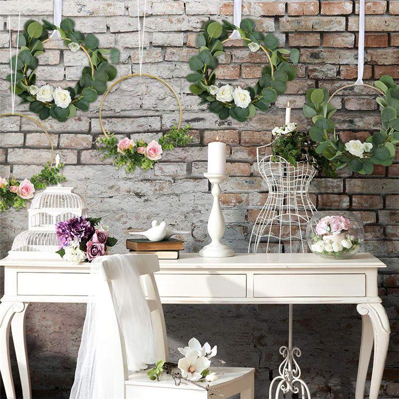 ABWR-15 Pack 14 Inch Large Metal Floral Hoop Wreath Macrame Gold Hoop Rings For DIY Wreath Decor