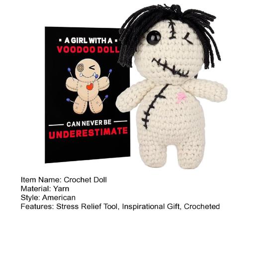 Positive Voodoo Doll Emotional Support Voodoo Doll with Pins Crocheted Voodoo Doll Inspirational Gift for Friends Colleagues Stress Relief