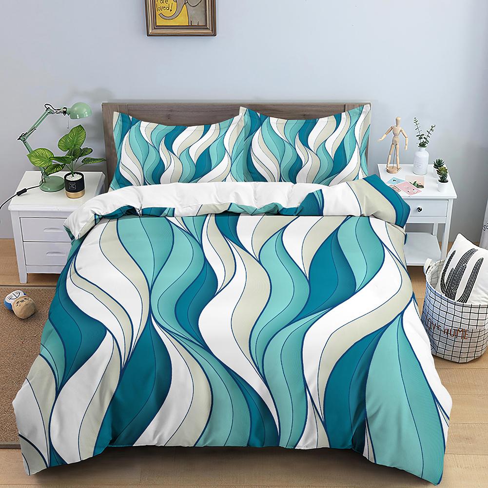 Wave Duvet Cover Set Colourful Geometric Pattern Bedding Nordic Style Polyester Quilt Cover Bed for Kids Teens Adults King Queen