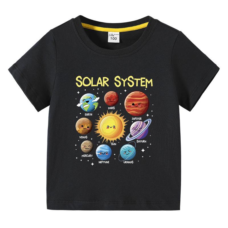Kids Shortsleeved Tshirt Solar System Graphic Printing Summer Childrens Comfortable Tees Boys Girls ONeck Tops Clothing Gift