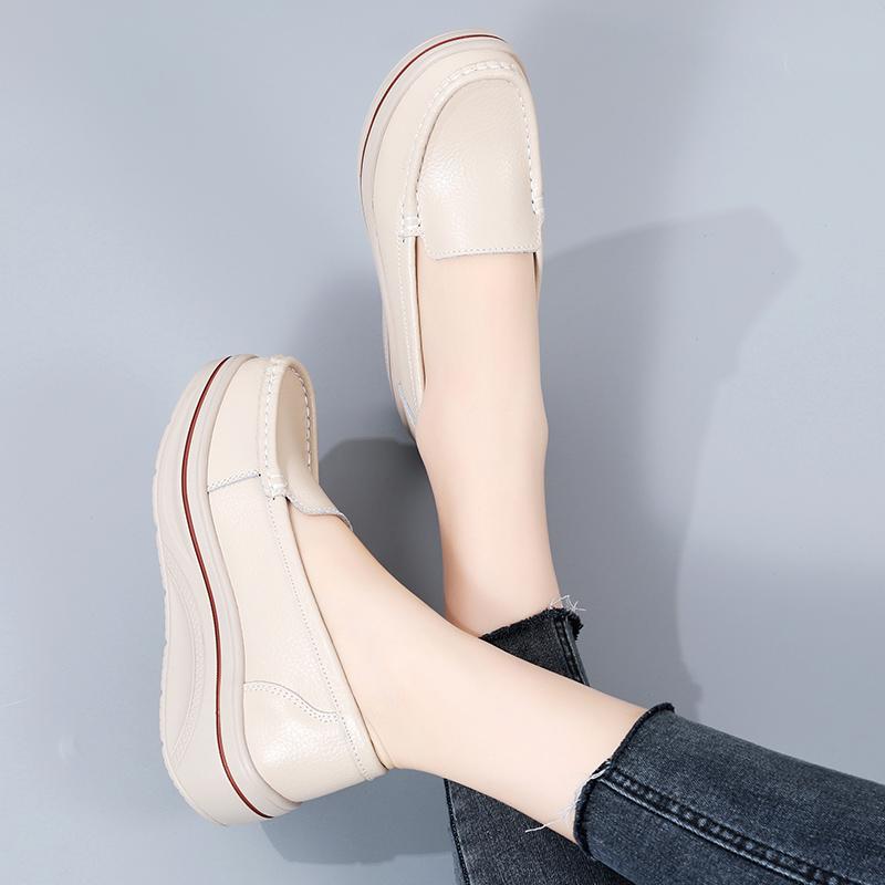 35-42 женские туфли большого размера из кожи сосновой крошки женские туфли на толстой подошве женские повседневные туфли