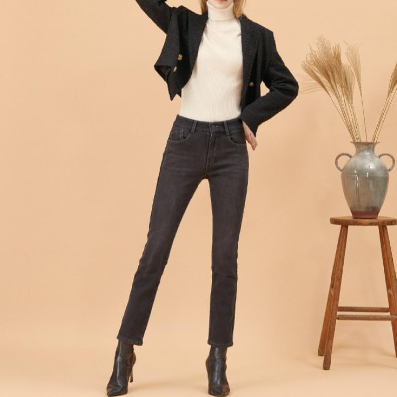 Bang Bang Women S Boa Fur Bonded Stretch jeanS Black