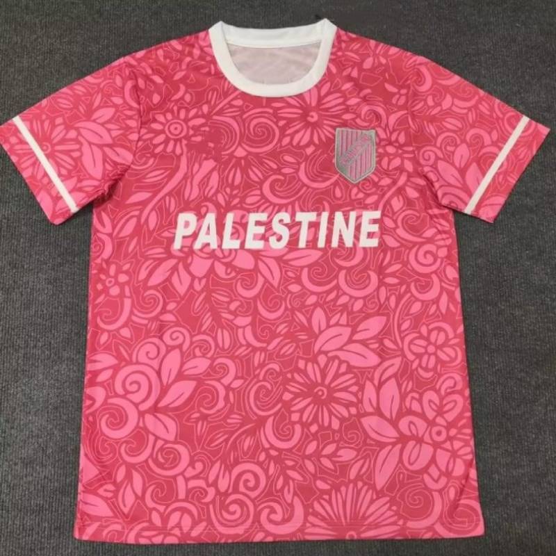 Arabic Retro Palestine Fan Soccer Jersey, Pakistan Edition Pink Black Football Jersey