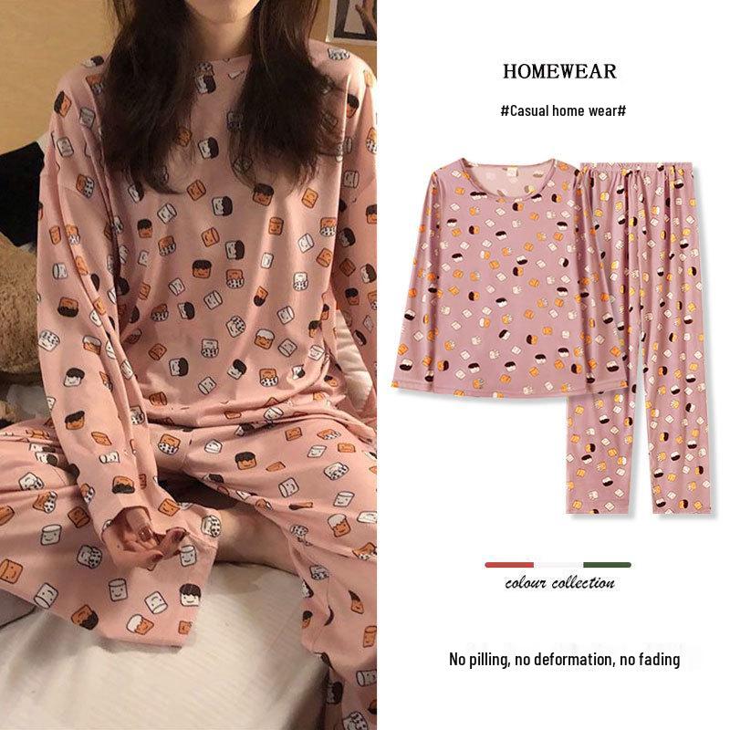 Women's Cartoon Pajama Set - Long Sleeve & Pants, Spring/Autumn, Cute & Comfy Home Wear