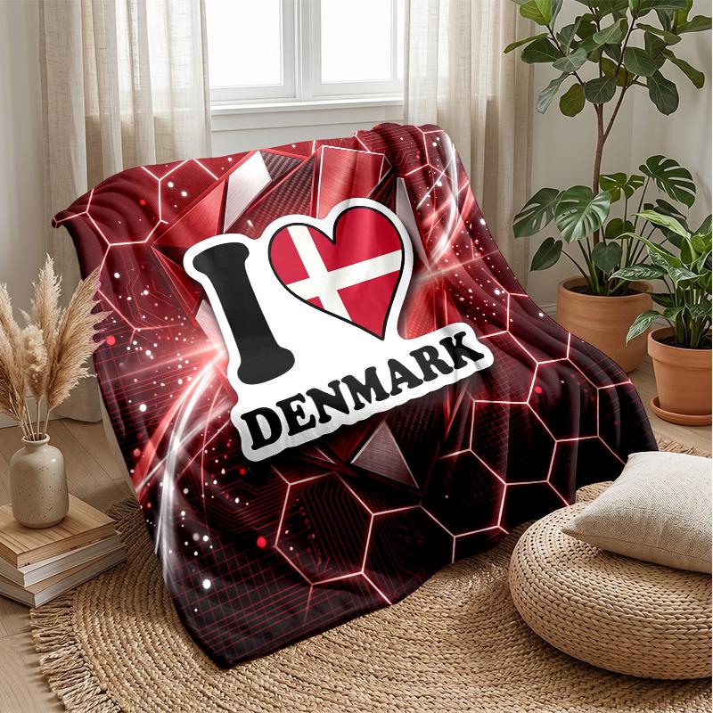 Denmark Football Printed Flannel Blanket Skin Friendly Warm Decorative Throw for Indoor Couch Bed Daily Use