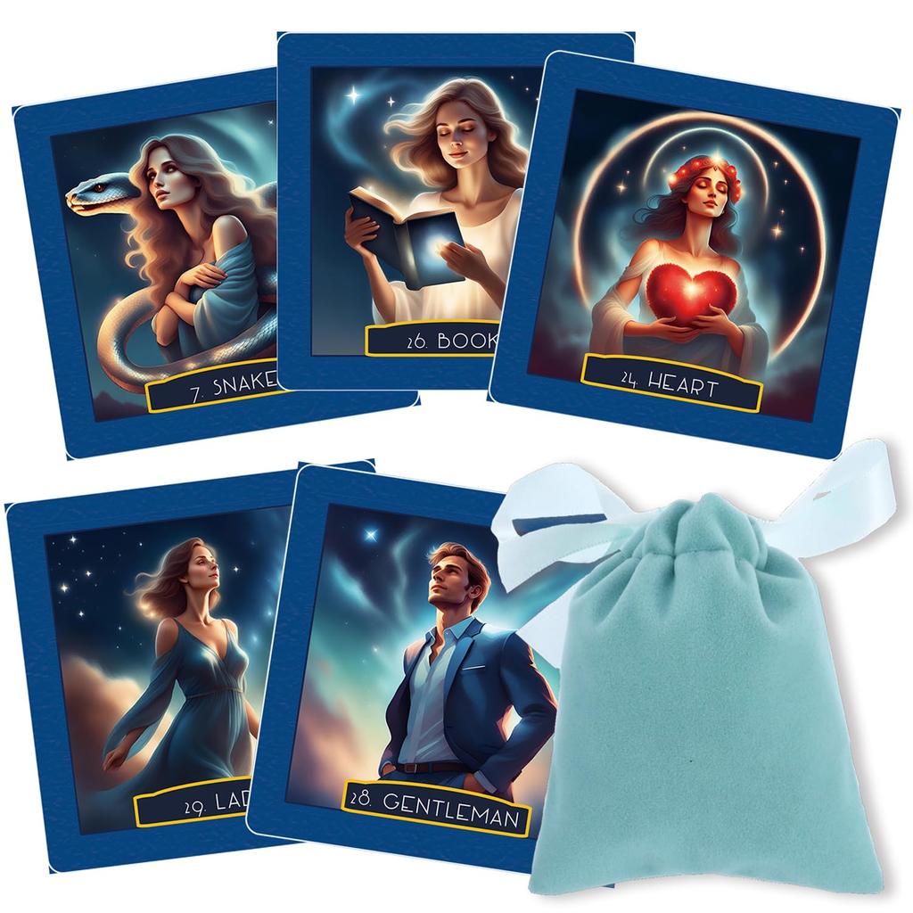 Limited Star Kingdom Lenormand Lenormand Set Drawstring 63x63mm Black Cardstock [Officially Imported, Quantity] Cards, 36-Piece [Includes Pouch]