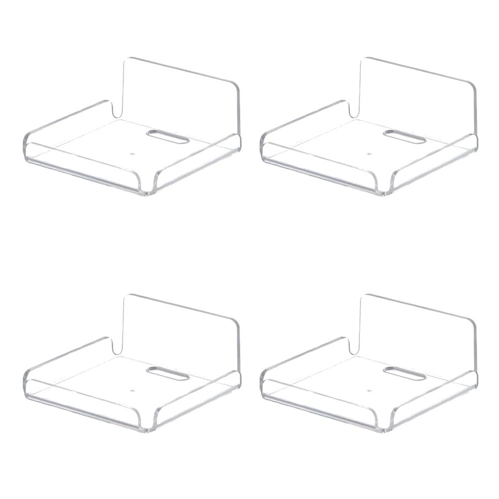 4pcs Wall Shelves Clear Acrylic Floating Shelf Small Security Camera Wall Mount Stand Adhesive Hanging Shelves for Speaker Plant