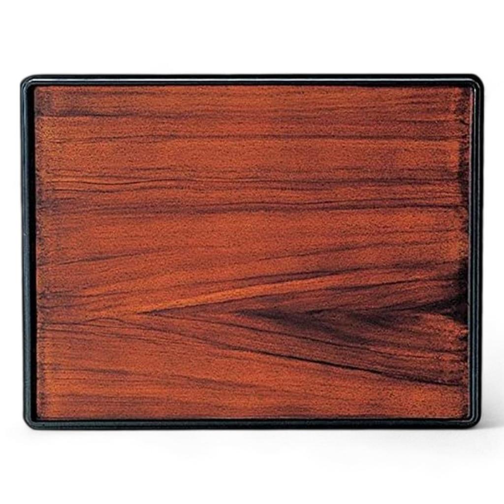 Tray Teak Wood Grain Fugen Lacquer with Finish Black Lacquerware 33cm Made In Japan J-kitchens 1-shaku Manyo-cho Double-Sided (Tray) Non-Slip / (ABS