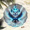 1pc Ice Blue Phantom Owl Wind Spinner - 3D Dynamic Hanging Art with 360° Swivel Hook, Vibrant Blue & Black Metal Garden Decor for Outdoor Yards