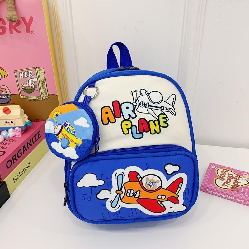 With Childrens Backpack Cartoon Cat And Airplane Print Design For Daily Use
