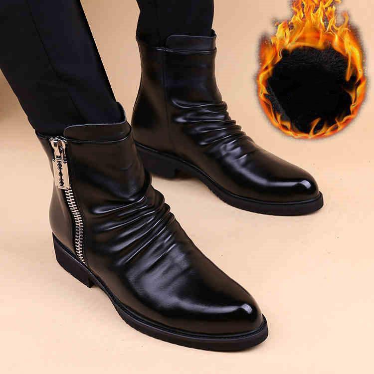 Модные мужские вечерние платья для ночного клуба осенне-зимние сапоги черные стильные оригинальные кожаные туфли ковбойские ботильоны крутые короткие ботинки