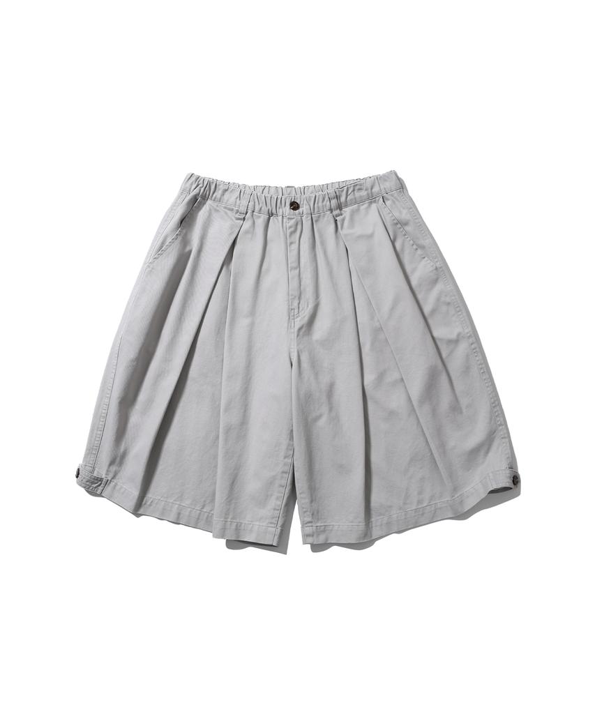 ANGLAN Cross Pleated Chino Half Pants - Light Gray