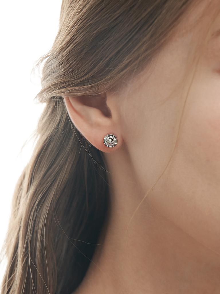 Серьги-гвоздики Geigerjewelry Round Cubic Gisvee123 (Булавка из серебра 925 пробы)