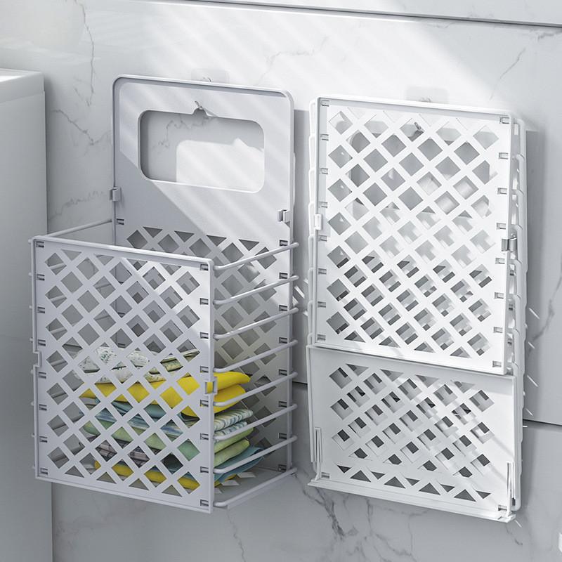 Складная настенная большая корзина для грязного белья для дома и ванной комнаты, бесплатная корзина для хранения одежды, пластиковая полая корзина