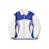 Li Ning Reignite Series Color Block хлопковая куртка с длинным рукавом на молнии с воротником-молнией, куртка унисекс, кремово-белая, фиолетово-синяя AJMU045-2