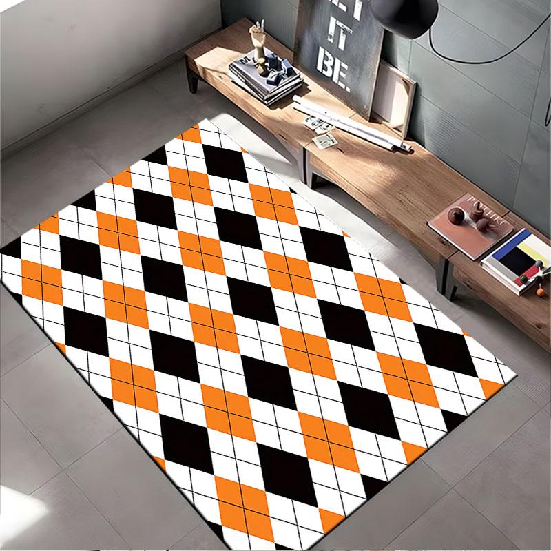 Diamond Pattern in Orange Black suitable as a non-slip mat for the living room or bedroom sofa